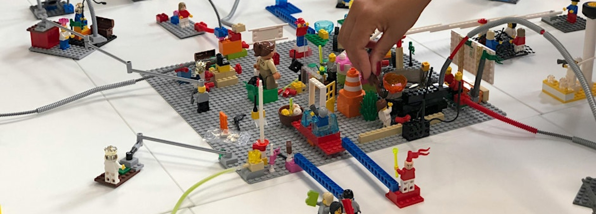 Students playing Lego